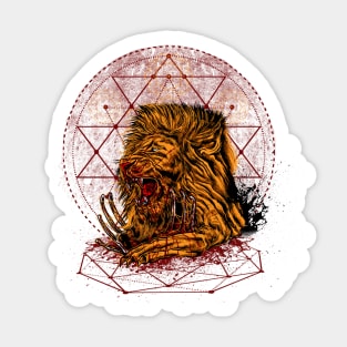 A lion enjoying its prey Sticker